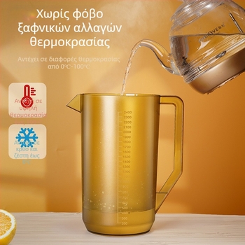 Κανάτα ψυχρού νερού από πολυκαρβονικό, μεγάλη χωρητικότητα με κλίμακα μέτρησης, κανάτα για τσάι με γάλα και χυμό, παχύτερο θερμοανθεκτικό σώμα, ιδανική για παρασκευή τσαγιού και Cold Brew