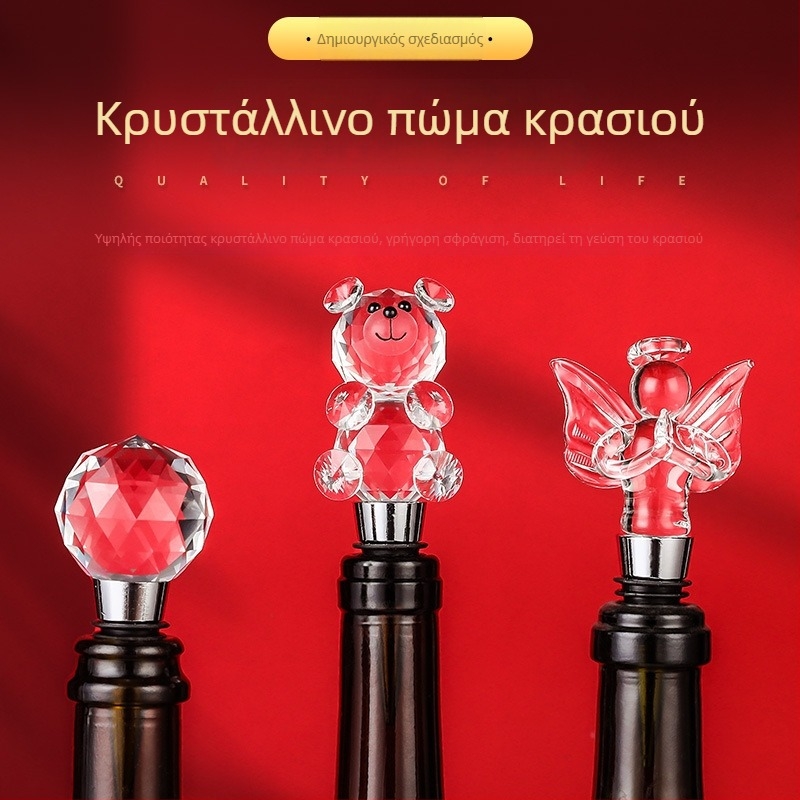 Κρυστάλλινος πώμα κρασιού με σχέδιο ροζ τριαντάφυλλου – προστασία από σκόνη και διαρροές