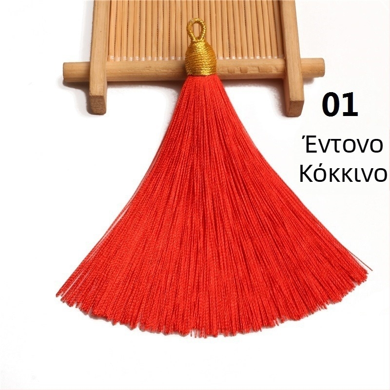 Χρυσή μεταξωτή κάπα με κρόσσια και βιδωτή φούντα, ημιτελές προϊόν, 8 εκ. δακτύλιος έλξης, χρυσό φούντα-περιστρεφόμενο κρεμαστό για σημειωματάριο και διακόσμηση οργάνων