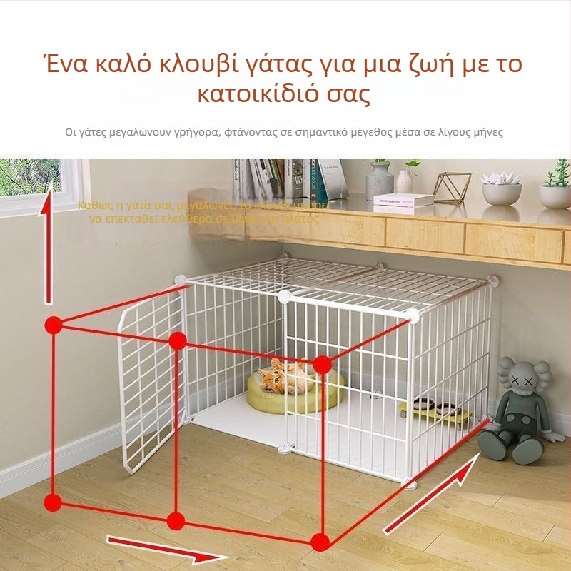 Κλουβί γάτας με τουαλέτα, DIY βίλα-στυλ εσωτερικό καταφύγιο γάτας με τρία επίπεδα