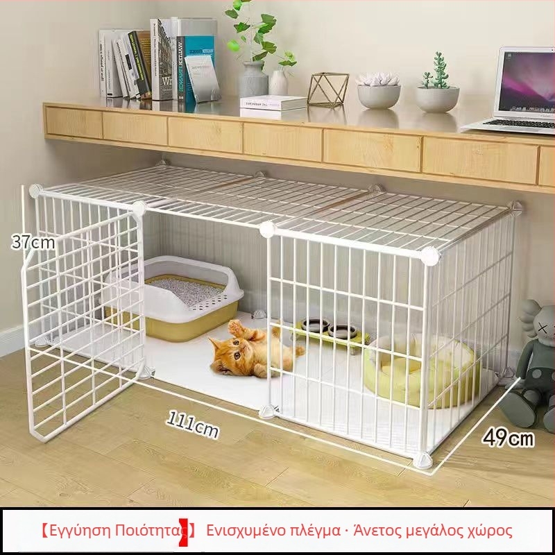 Κλουβί γάτας με τουαλέτα, DIY βίλα-στυλ εσωτερικό καταφύγιο γάτας με τρία επίπεδα