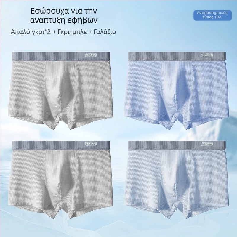 Ya Lu εφηβικά εσώρουχα από Ice Silk για αγόρια σε περίοδο ανάπτυξης, μαθητές γυμνασίου, καλοκαίρι, μεγάλος μέγεθος, αντιβακτηριακή περιοχή καβάλου