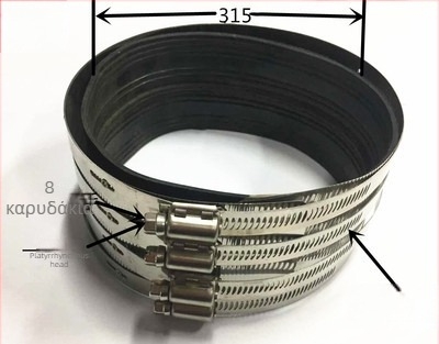 Κράτημα σωλήνα από ανοξείδωτο ατσάλι DN50/75/100/150 – εξαρτήματα