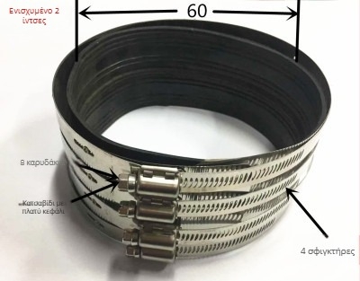 Κράτημα σωλήνα από ανοξείδωτο ατσάλι DN50/75/100/150 – εξαρτήματα