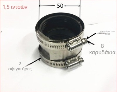 Κράτημα σωλήνα από ανοξείδωτο ατσάλι DN50/75/100/150 – εξαρτήματα