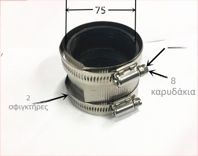 Κράτημα σωλήνα από ανοξείδωτο ατσάλι DN50/75/100/150 – εξαρτήματα