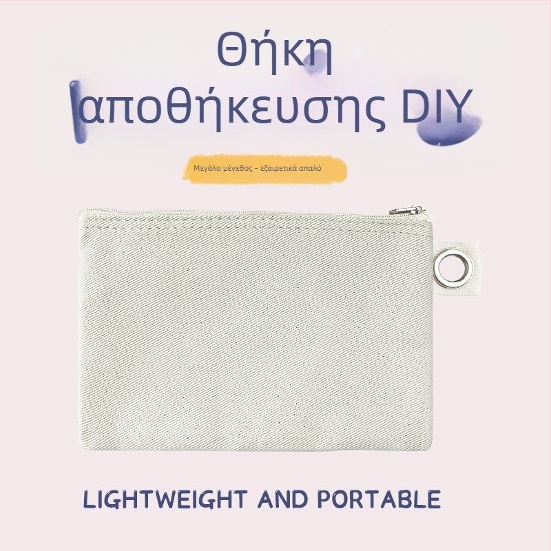 Τσάντα καμβά με φερμουάρ για αποθήκευση, DIY κενή καμβά τσάντα για μολύβια και καλλυντικά