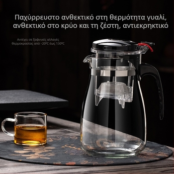 Σετ γυάλινης τσαγιέρας με αποσπώμενο φίλτρο, πλενόμενο, θερμοανθεκτικό, χωρητικότητα 500–1800 ml, δυνατότητα λογότυπου