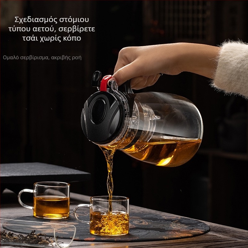 Σετ γυάλινης τσαγιέρας με αποσπώμενο φίλτρο, πλενόμενο, θερμοανθεκτικό, χωρητικότητα 500–1800 ml, δυνατότητα λογότυπου