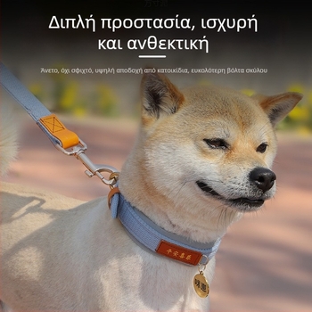 Κολάρο σκύλου για μεσαίες και μεγάλες φυλές, με ετικέτα ταυτότητας και λουρί, σε στυλ Κοργκί