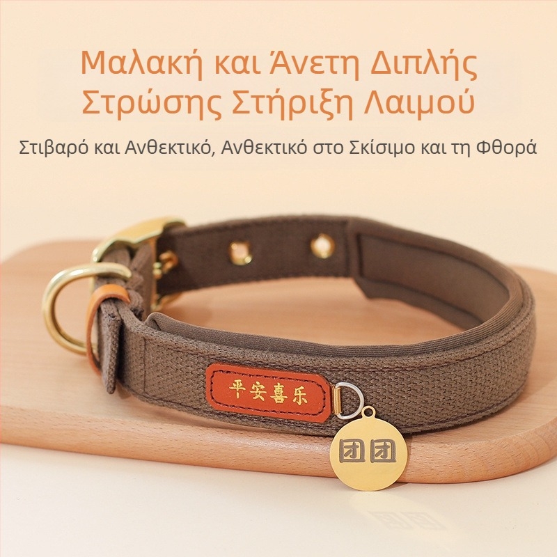 Κολάρο σκύλου για μεσαίες και μεγάλες φυλές, με ετικέτα ταυτότητας και λουρί, σε στυλ Κοργκί