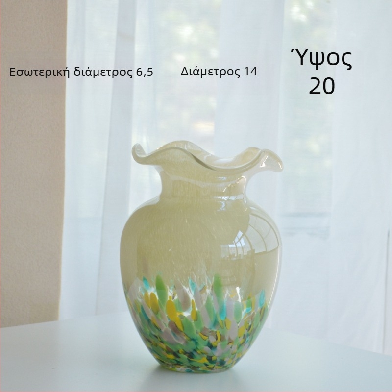 Γυάλινο βάζο με μινιμαλιστικό στιλ, διακοσμητικό λουλουδιών από σχεδιαστή τέχνης για σαλόνι και φουαγιέ