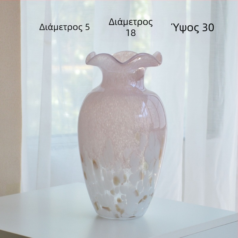 Γυάλινο βάζο με μινιμαλιστικό στιλ, διακοσμητικό λουλουδιών από σχεδιαστή τέχνης για σαλόνι και φουαγιέ
