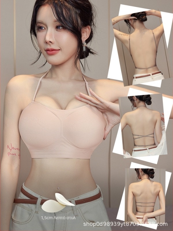 Μπούστο Halter Neck για μικρό στήθος, με επενδυμένες κάψες και ρυθμιζόμενες τιράντες, χωρίς πλάτη, σέξι σχεδίαση