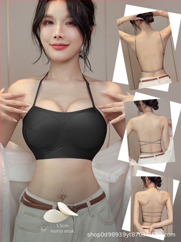 Μπούστο Halter Neck για μικρό στήθος, με επενδυμένες κάψες και ρυθμιζόμενες τιράντες, χωρίς πλάτη, σέξι σχεδίαση