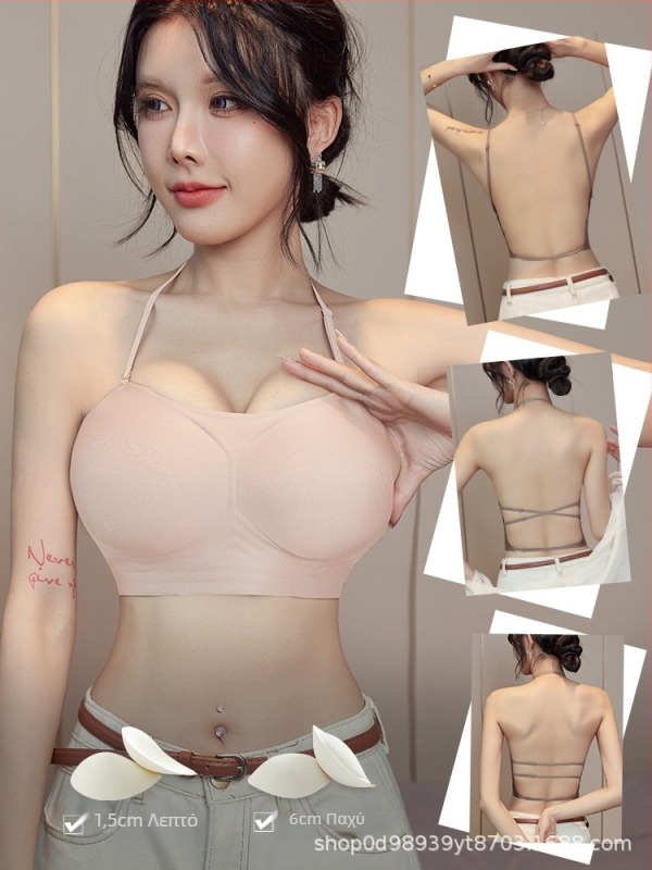 Μπούστο Halter Neck για μικρό στήθος, με επενδυμένες κάψες και ρυθμιζόμενες τιράντες, χωρίς πλάτη, σέξι σχεδίαση