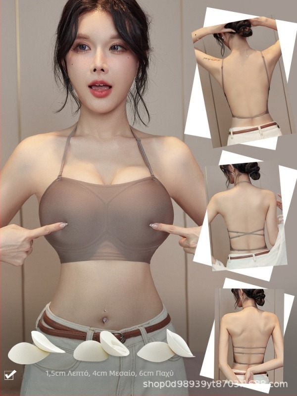 Μπούστο Halter Neck για μικρό στήθος, με επενδυμένες κάψες και ρυθμιζόμενες τιράντες, χωρίς πλάτη, σέξι σχεδίαση