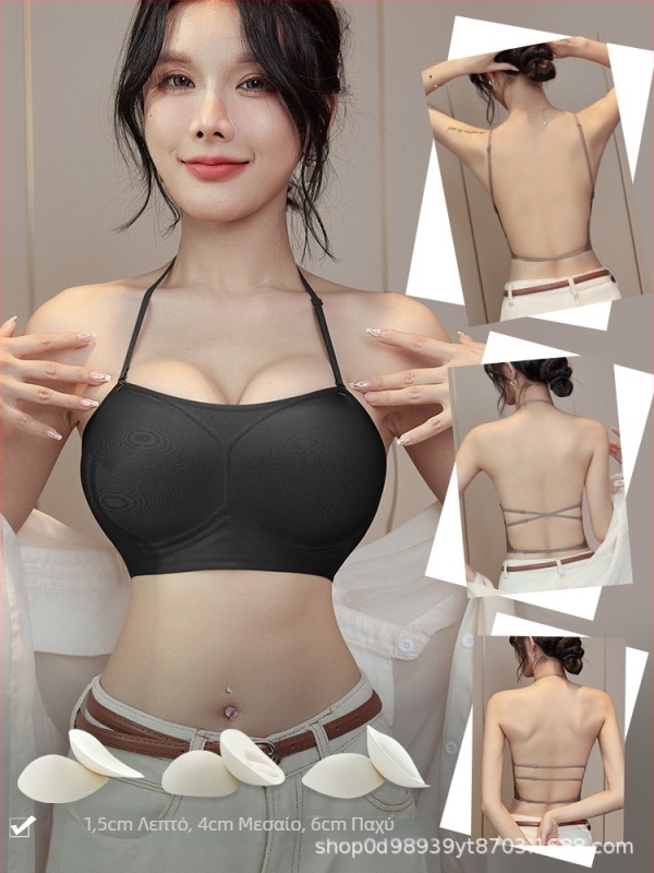 Μπούστο Halter Neck για μικρό στήθος, με επενδυμένες κάψες και ρυθμιζόμενες τιράντες, χωρίς πλάτη, σέξι σχεδίαση