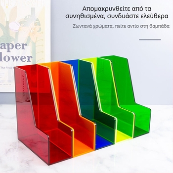 Ακρυλικός οργανωτής εγγράφων γραφείου — ράφι φακέλων, κουτί αποθήκευσης και ράφι εφημερίδων