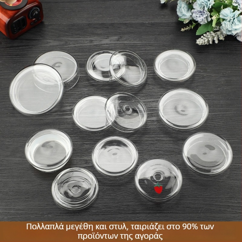 Καπάκι βραστήρα από βοριοσιλικό γυαλί με ψηλή λαβή — καθολικό καπάκι για τσαγιέρες και φλυτζάνια, στρογγυλό γυάλινο κάλυμμα