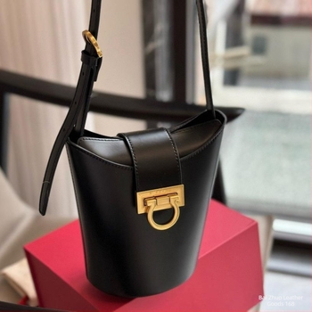 Τσάντα bucket από δέρμα πρώτης στρώσης με αγκράφα σε σχήμα αλόγου, μεγάλη χωρητικότητα, καθημερινή τσάντα ώμου