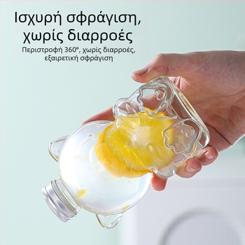 Γυάλινο μπουκάλι για τσάι με γάλα, με σχέδιο γλυκού μικρού αρκουδάκι, δημιουργική μικρή φιάλη για φρουτώδες τσάι, κρασί και οινοπνευματώδη