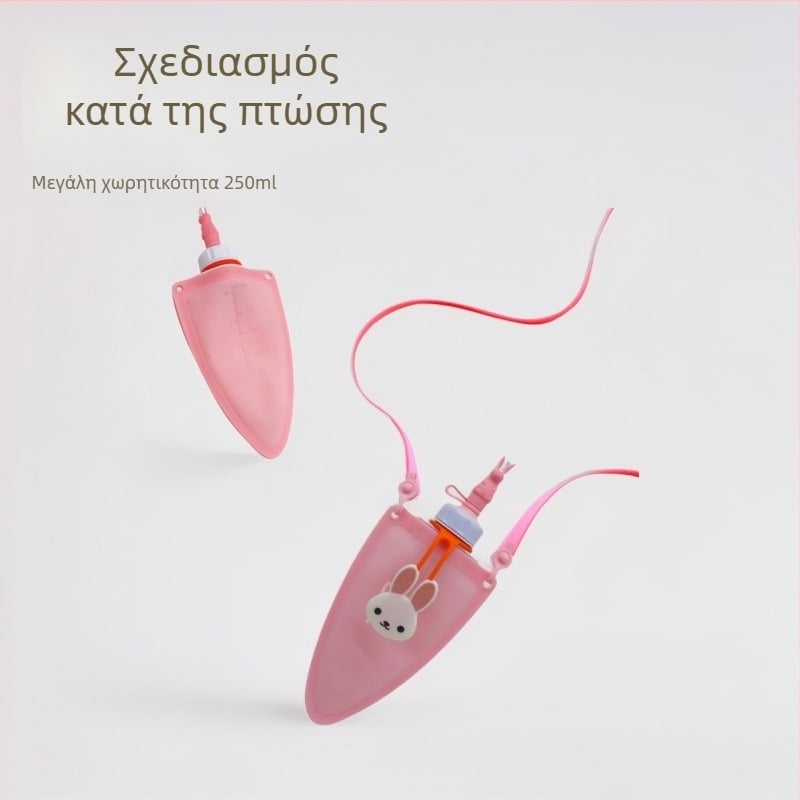 Χαριτωμένο φορητό αναδιπλούμενο μπουκαλάκι σιλικόνης 250 ml για μαθητές, ανθεκτικό στην πτώση και στις διαρροές, με σχέδιο κινουμένων σχεδίων