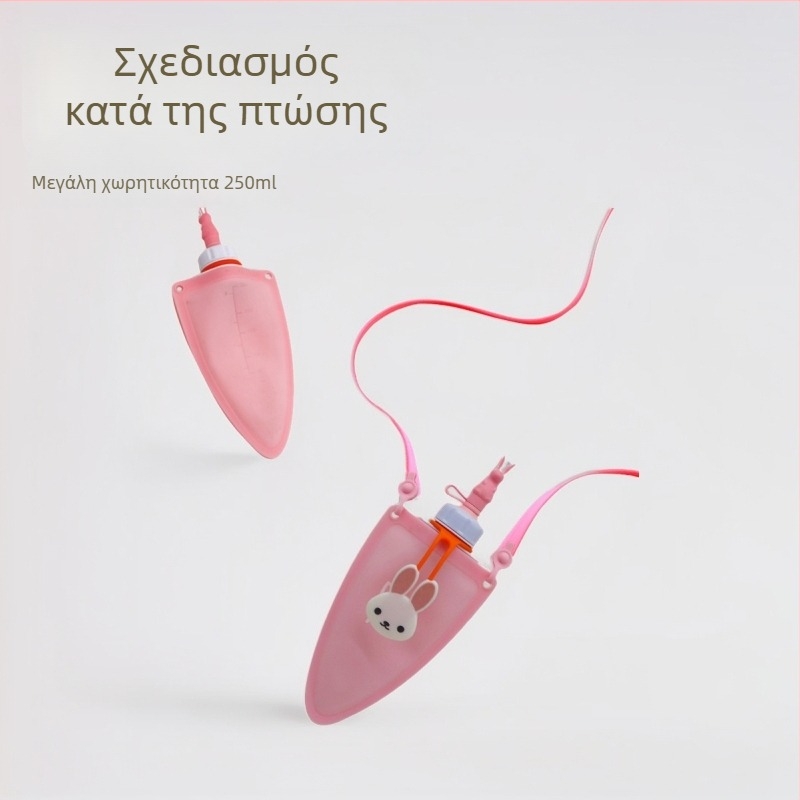 Χαριτωμένο φορητό αναδιπλούμενο μπουκαλάκι σιλικόνης 250 ml για μαθητές, ανθεκτικό στην πτώση και στις διαρροές, με σχέδιο κινουμένων σχεδίων