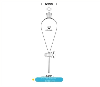 Αχλαδωτή φιάλη διαχωρισμού με PTFE έμβολο και γυάλινο έμβολο, πλήρως φθοριούχα, 250/500/1000 ml, χημικός εργαστηριακός εξοπλισμός