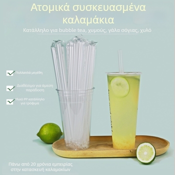 Πλαστικά καλαμάκια μίας χρήσης, ίσια σωληνάκια, 1000 τεμάχια, μυτερές άκρες, ατομικά συσκευασμένα, κατάλληλα για τσάι με γάλα, γάλα σόγιας και porridge.