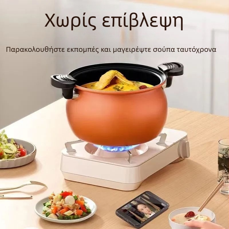 Οικιακή πολυχρηστική κατσαρόλα πίεσης με μεγάλη χωρητικότητα, αντικολλητική επίστρωση και διαφανές γυάλινο καπάκι