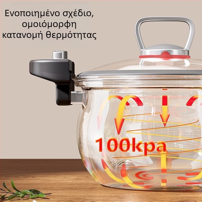 Κατσαρόλα σούπας από ανοξείδωτο ατσάλι 304, χωρίς επίστρωση, με γυάλινο καπάκι και διπλές λαβές, συμβατή με γκάζι και επαγωγή