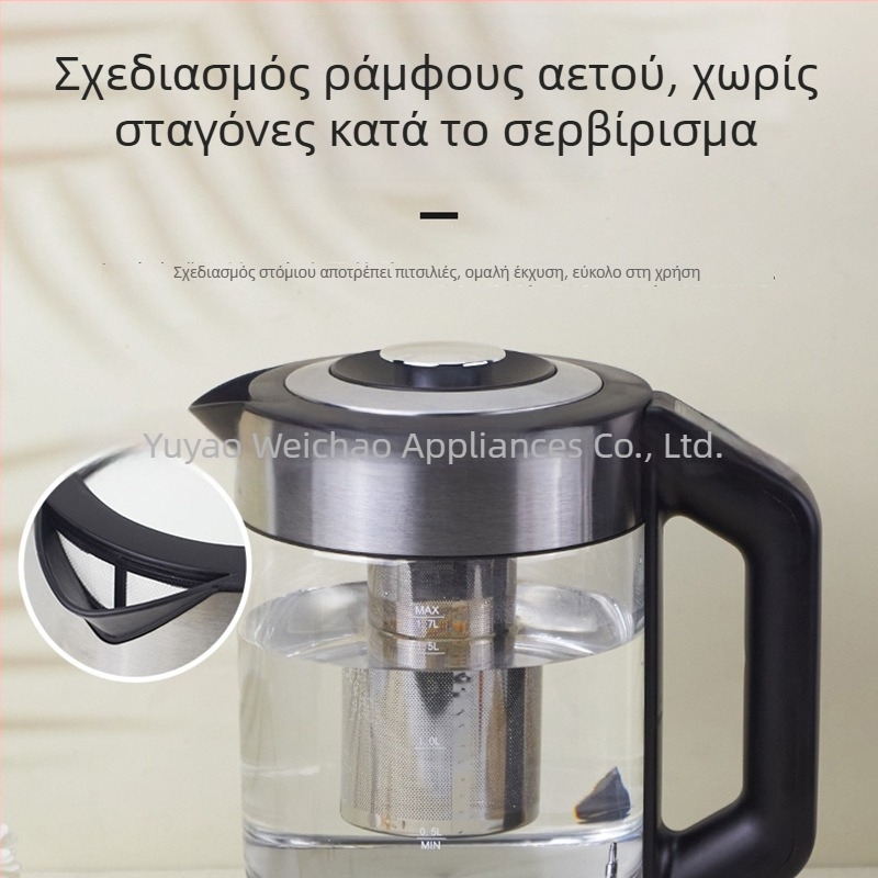 Πολύχρωμος γυάλινος ηλεκτρικός βραστήρας νερού, 1,7 L, μπόροσιλικό γυαλί, οικιακή χρήση