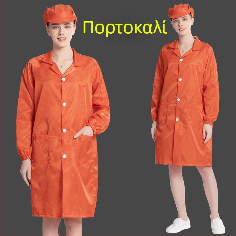 Αντιστατικός μακρύς ρόμπα εργασίας χωρίς σκόνη, για περιβάλλοντα καθαρού δωματίου, unisex, μπλε-λευκό