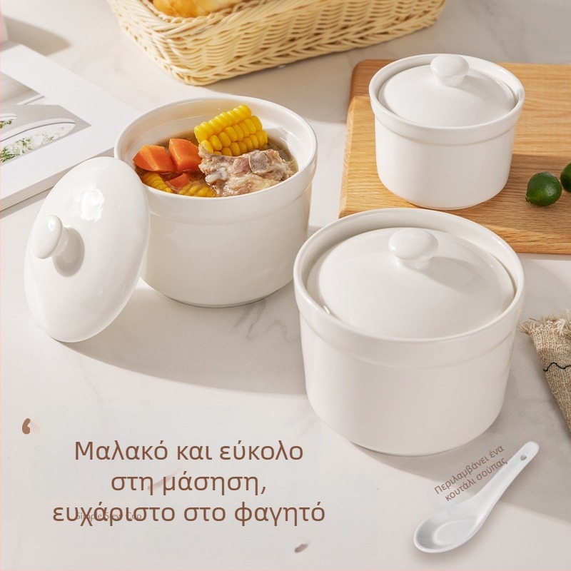 Κεραμικό μπαιν μαρί με καπάκι για Bird’s Nest και αυγό κρέμα σούπα, μπολ ατμού αυγού (Μικρό/Μεσαίο/Μεγάλο)