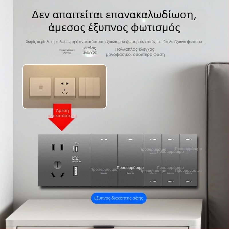 2.4G Ασύρματο Bluetooth Mesh Έξυπνο πάνελ διακοπτών για ξενοδοχεία και ενοικιαζόμενα δωμάτια με φωνητικό έλεγχο