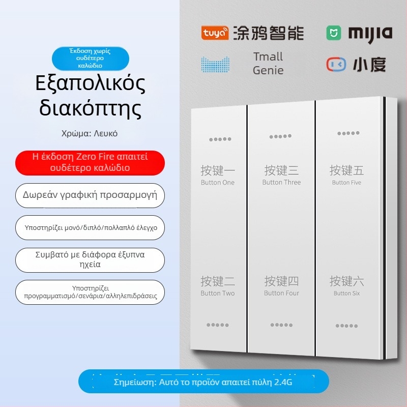 2.4G Ασύρματο Bluetooth Mesh Έξυπνο πάνελ διακοπτών για ξενοδοχεία και ενοικιαζόμενα δωμάτια με φωνητικό έλεγχο