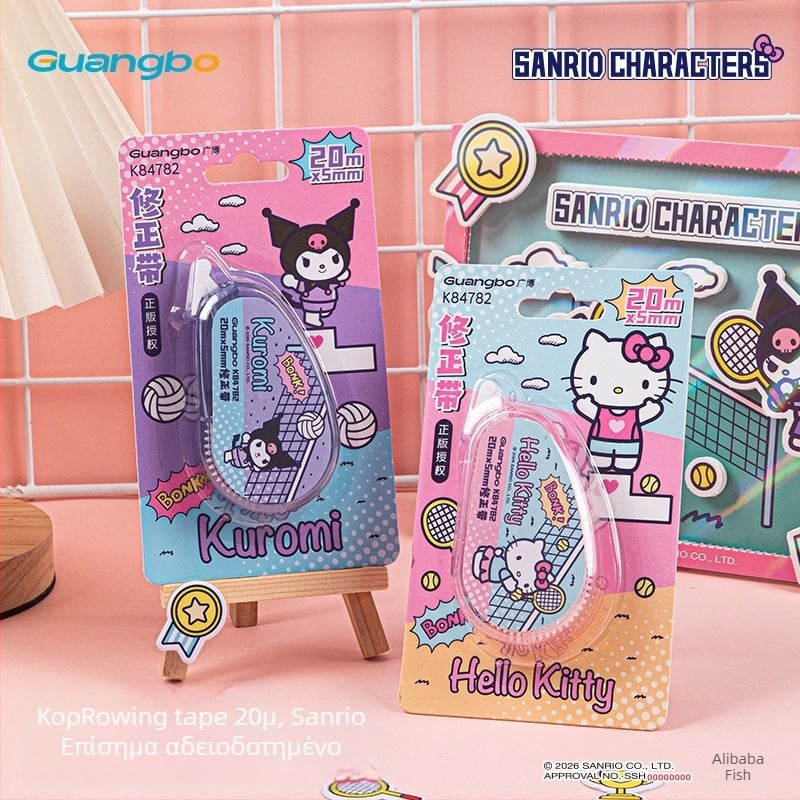 Guangbo 84782 Sanrio Family Series 20 m Ταινία Διόρθωσης, Φορητή, Άμεση Διόρθωση Λαθών, Ομαλή Εφαρμογή