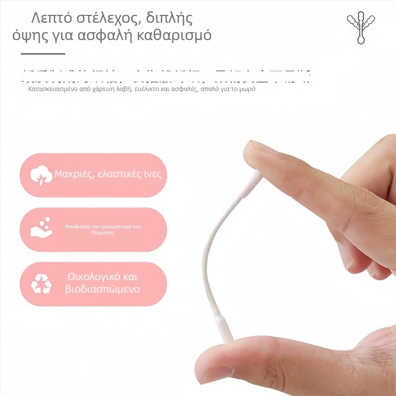 Σετ καθαρισμού αυτιών για μωρά με διπλό άκρο κουταλιού και λεπτό μικρό κεφαλάκι από βαμβάκι