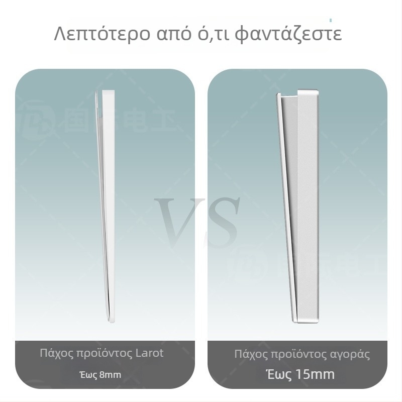 International Electrician πάνελ διακόπτη-πρίζας σε απόχρωση κρέμας, υπερλεπτό, μονόγνυμα με διπλό έλεγχο, επιφάνεια από θερμό γυάλινο καθρέφτη, 86 mm, πέντε οπές