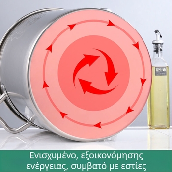 Κυκλική κατσαρόλα για σούπα από παχύτερο ανοξείδωτο χάλυβα 304 με καπάκι, πολυχρηστικός κάδος κουζίνας