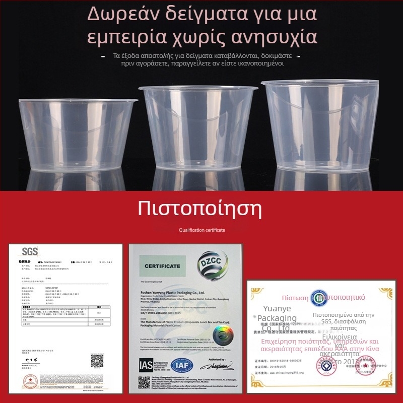 Πλαστικό μπολ μίας χρήσης με καπάκι, 300–1000 ml, υψηλής ποιότητας τροφίμων, για παραλαβή και γεύματα.