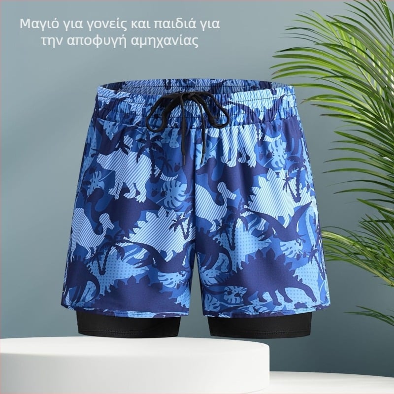 Ανδρικά διπλοστρώμα μαγιό, γρήγορο στέγνωμα, στυλ μποξερ
