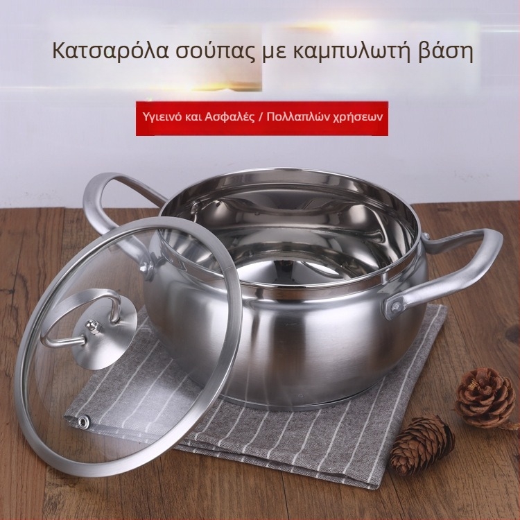 Κορεατικού στιλ κατσαρόλα γάλακτος από ανοξείδωτο ατσάλι 201 με παχύτερο πάτο και γυάλινο καπάκι, μη μαγνητικό, κατάλληλο για πρακτικό δώρο