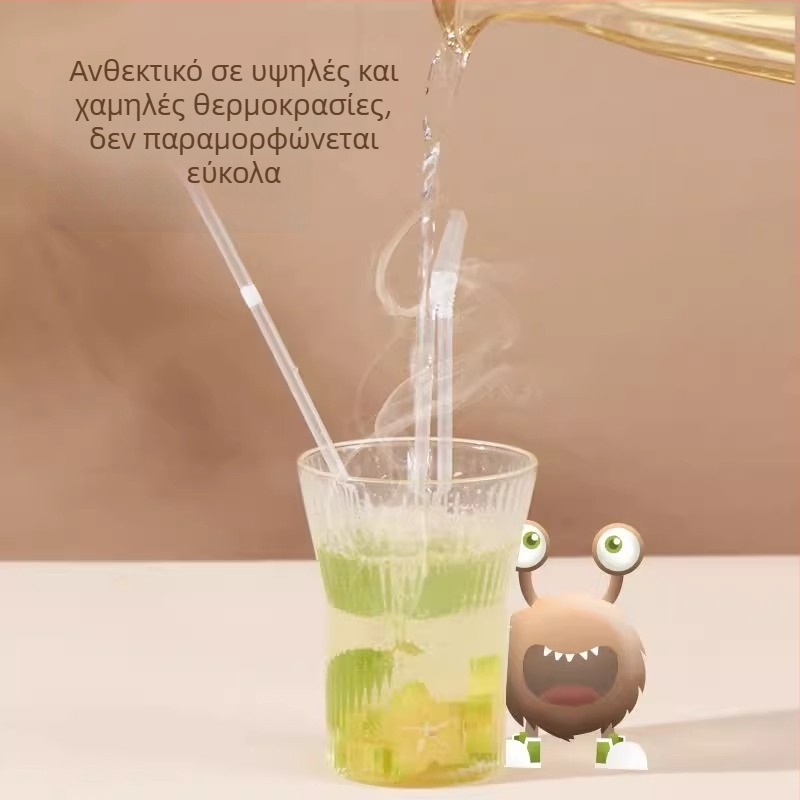 Μίας χρήσης καλαμάκια, ατομικά συσκευασμένα, διαφανείς και ευέλικτοι για οικιακή χρήση, βιοδιασπώμενα