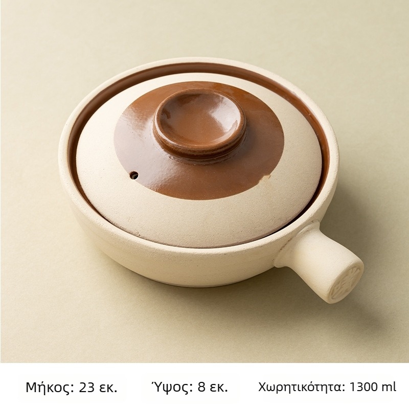 Gui Rong Πηλινη Κατσαρόλα Για Ρύζι Με Μονόχειρη Λαβή, Καντονέζικου Στυλ, Παραδοσιακή Σύνθεση, Υψηλής Θερμοκρασίας Ανθεκτικότητα, Ανθεκτική Στο Σπάσιμο, Συμβατή Με Ηλεκτρική Κεραμική Εστία