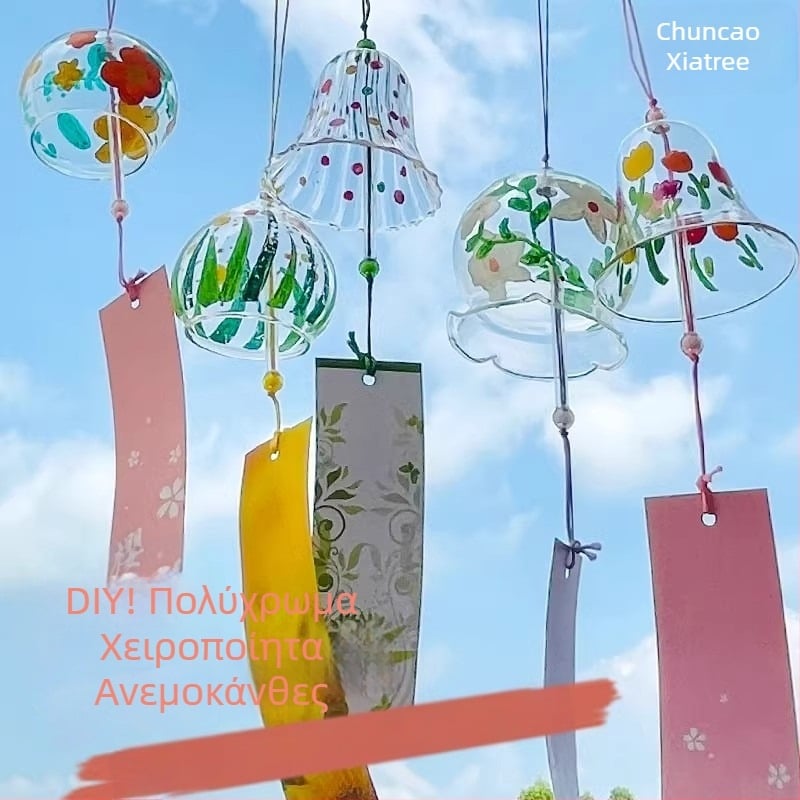 DIY κουδούνι ανέμου από διαφανές γυαλί σε ιαπωνικό στυλ με ζωγραφιστό σχέδιο
