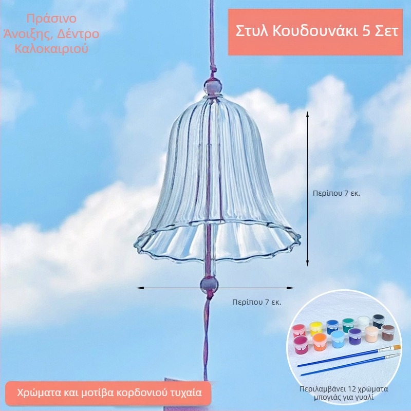 DIY κουδούνι ανέμου από διαφανές γυαλί σε ιαπωνικό στυλ με ζωγραφιστό σχέδιο