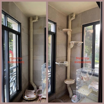 Δέντρο γάτας για αναρρίχηση με φωλιά — κιτ DIY υλικών για ανακατασκευή σωληνώσεων νερού, μπαλκόνι, PVC σωλήνας αποχέτευσης και σωλήνας αερίου
