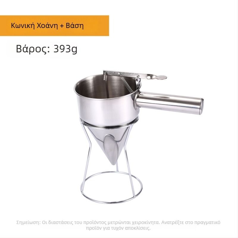 Ανοξείδωτος χωνί Takoyaki, χειροκίνητος διανομέας υγρών, εργαλείο με κωνικό σχήμα